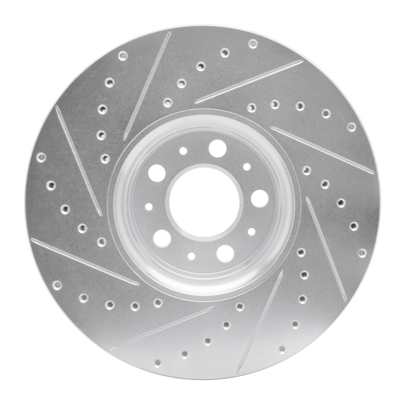 Volvo XC90 Brake Rotor (1) - Front Right - R1 Concepts - Drilled & Slotted - Silver - `03-`14